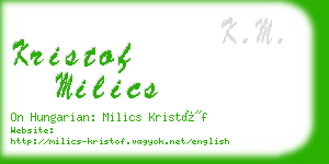 kristof milics business card